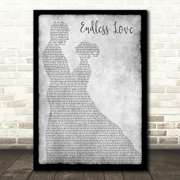 Lionel Richie & Diana Ross Endless Love Man Lady Dancing Grey Song Lyric Print