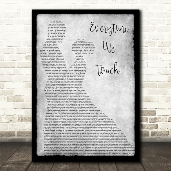 Cascada Everytime We Touch Man Lady Dancing Grey Song Lyric Print