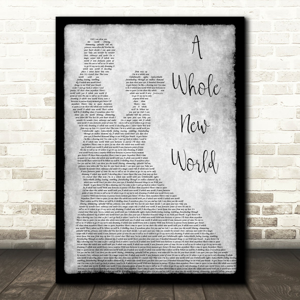 Peabo Bryson & Regina Belle A Whole New World Man Lady Dancing Grey Song Print