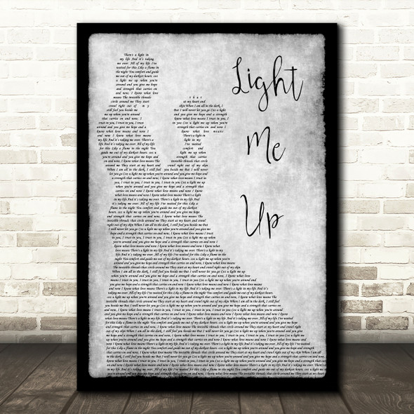 Tom Baxter Light Me Up Man Lady Dancing Grey Song Lyric Quote Print