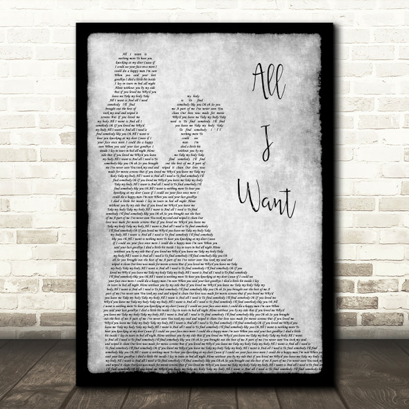 Kodaline All I Want Man Lady Dancing Grey Song Lyric Print