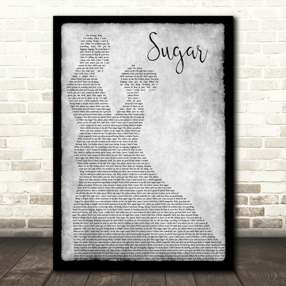 Maroon 5 Sugar Man Lady Dancing Grey Song Lyric Print