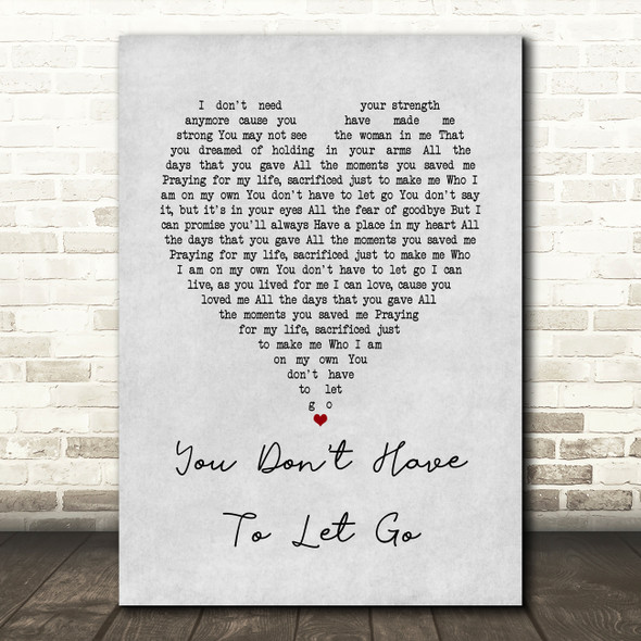Jessica Simpson You Don't Have To Let Go Grey Heart Song Lyric Print