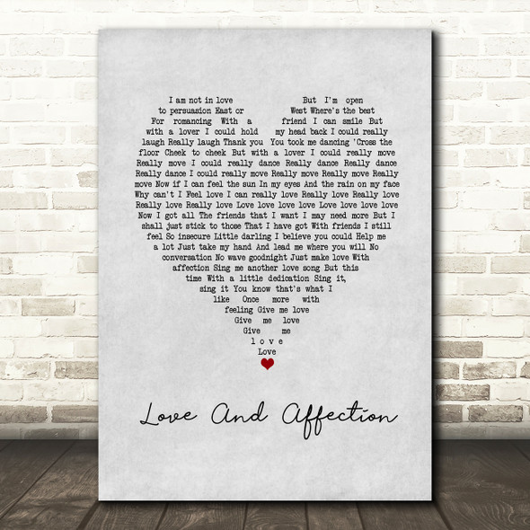 Joan Armatrading Love And Affection Grey Heart Song Lyric Print