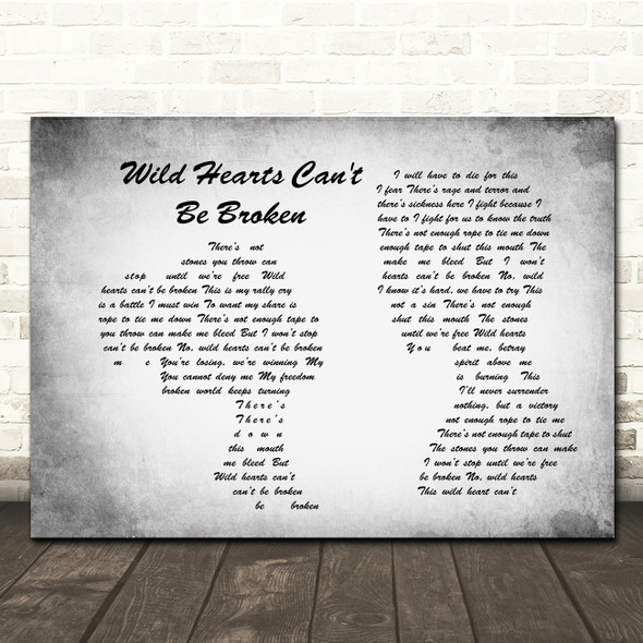 Pink Wild Hearts Can't Be Broken Man Lady Couple Grey Song Lyric Quote Print