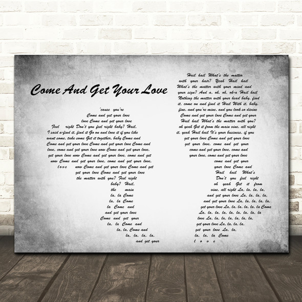 Redbone Come And Get Your Love Man Lady Couple Grey Song Lyric Quote Print