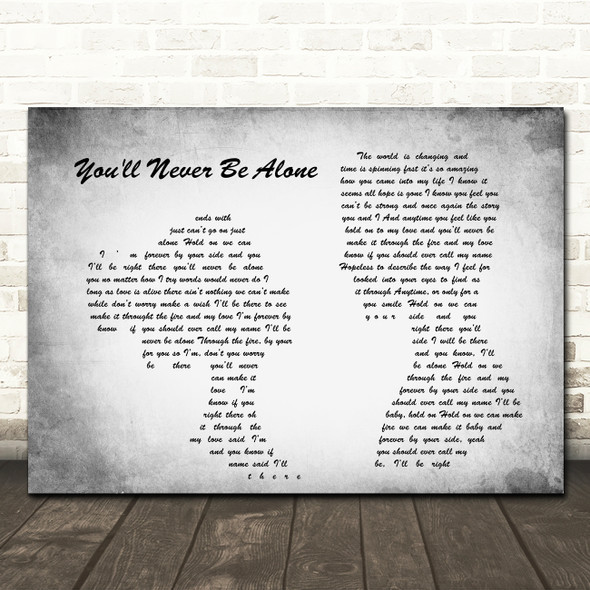 Anastacia You'll Never Be Alone Man Lady Couple Grey Song Lyric Quote Print