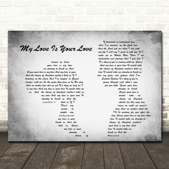 Whitney Houston My Love Is Your Love Man Lady Couple Grey Song Lyric Quote Print