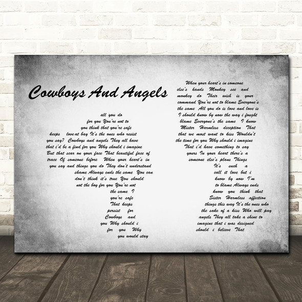 George Michael Cowboys And Angels Man Lady Couple Grey Song Lyric Quote Print