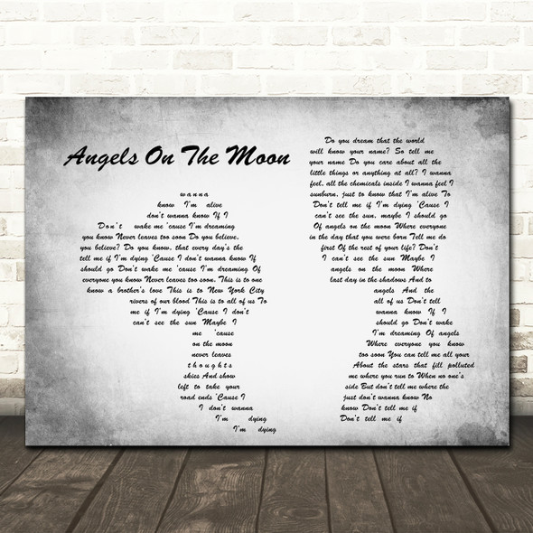 Thriving Ivory Angels On The Moon Man Lady Couple Grey Song Lyric Quote Print