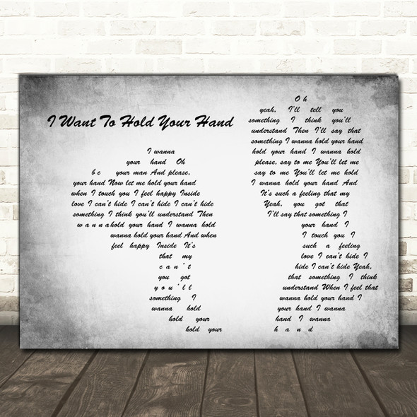 The Beatles I Want To Hold Your Hand Grey Man Lady Couple Song Lyric Print