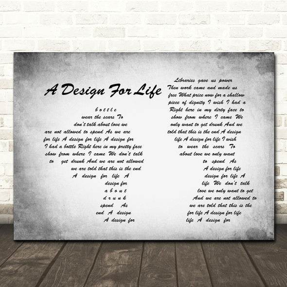 Manic Street Preachers A Design For Life Man Lady Couple Grey Song Lyric Print