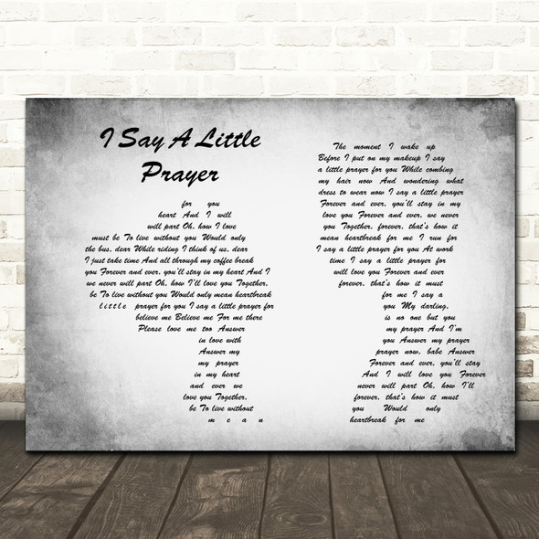 Aretha Franklin I Say A Little Prayer Man Lady Couple Grey Song Lyric Print