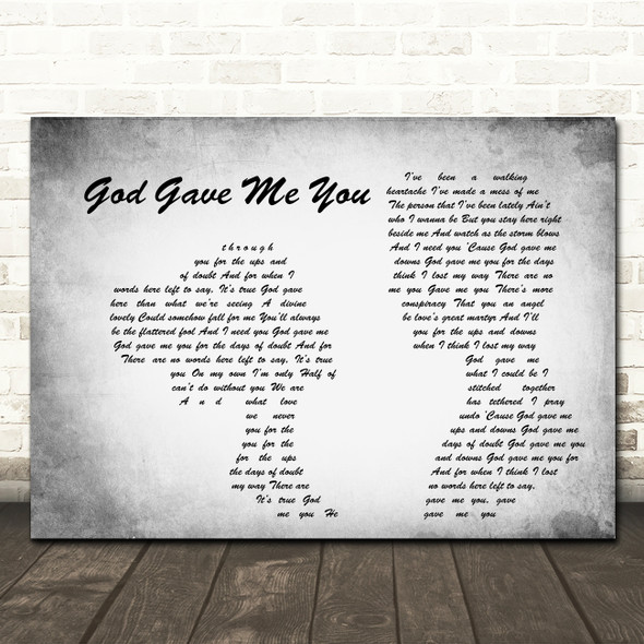 Blake Shelton God Gave Me You Man Lady Couple Grey Song Lyric Quote Print