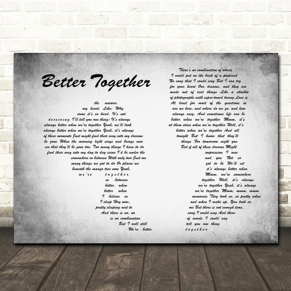 Jack Johnson Better Together Man Lady Couple Grey Song Lyric Quote Print