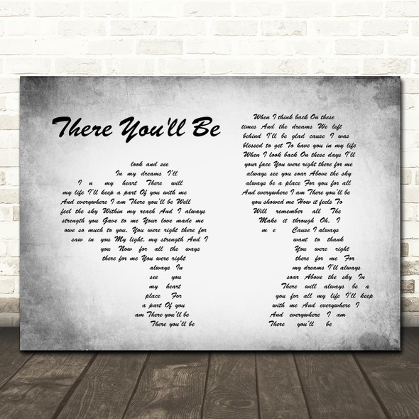 Faith Hill There You'll Be Man Lady Couple Grey Song Lyric Quote Print