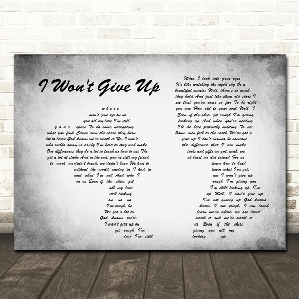 Jason Mraz I Won't Give Up Man Lady Couple Grey Song Lyric Quote Print