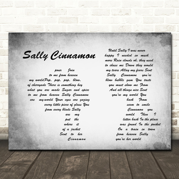 The Stone Roses Sally Cinnamon Man Lady Couple Grey Song Lyric Quote Print