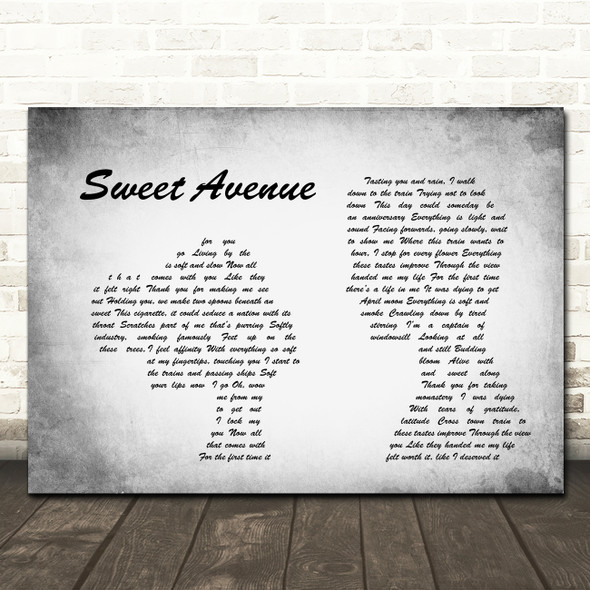 Jets to Brazil Sweet Avenue Man Lady Couple Grey Song Lyric Quote Print