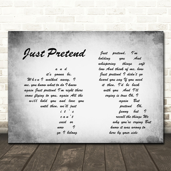 Elvis Presley Just Pretend Man Lady Couple Grey Song Lyric Quote Print