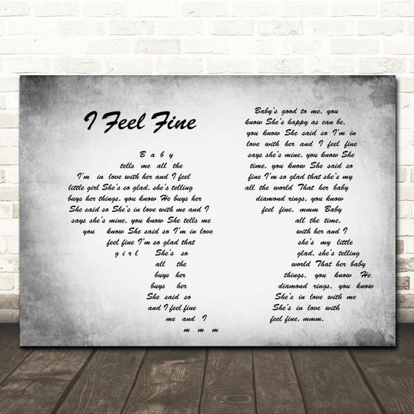 The Beatles I Feel Fine Man Lady Couple Grey Song Lyric Quote Print