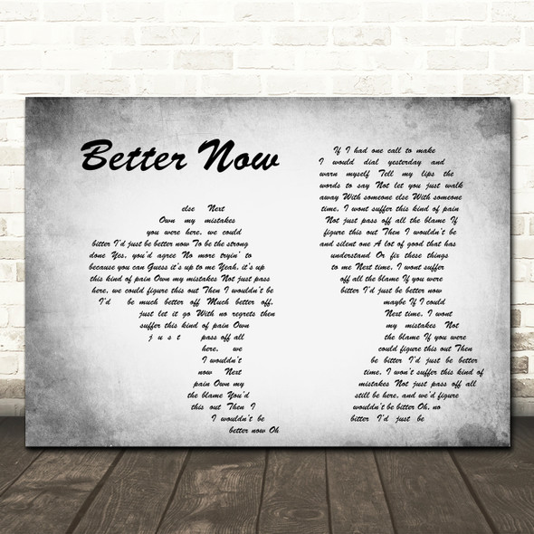 Rascal Flatts Better Now Man Lady Couple Grey Song Lyric Quote Print