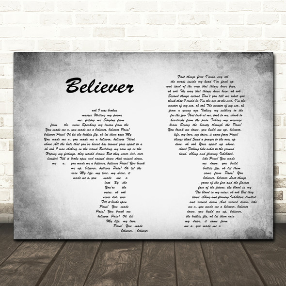 Imagine Dragons Believer Man Lady Couple Grey Song Lyric Quote Print