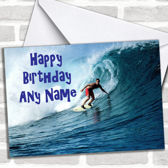 Surfing Personalized Birthday Card