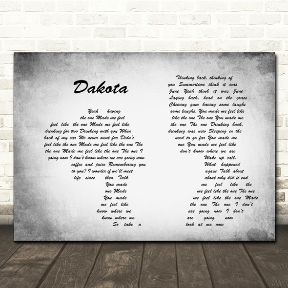 Stereophonics Dakota Man Lady Couple Grey Song Lyric Quote Print