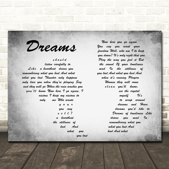 Fleetwood Mac Dreams Man Lady Couple Grey Song Lyric Quote Print