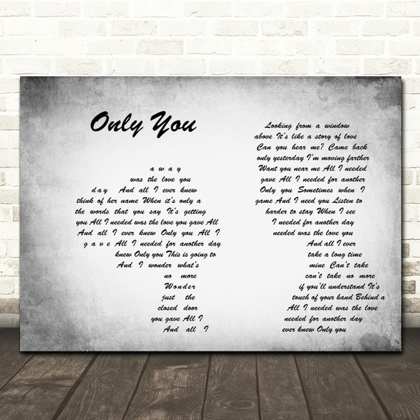 Yazoo Only You Man Lady Couple Grey Song Lyric Print