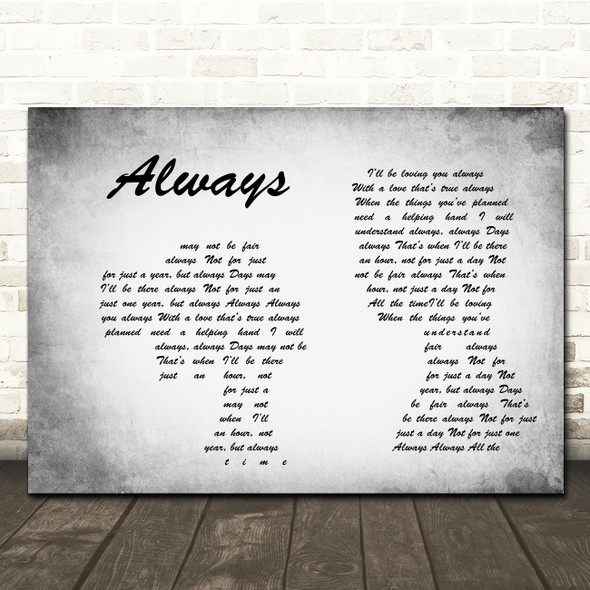 Frank Sinatra Always Man Lady Couple Grey Song Lyric Print