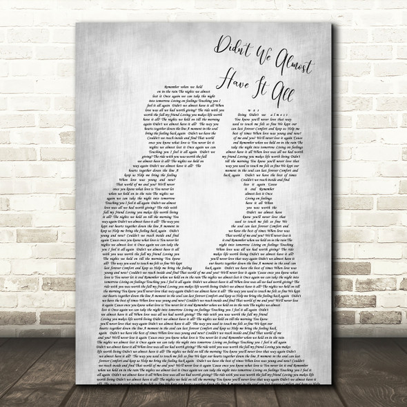 Whitney Houston Didn't We Almost Have It All Man Lady Wedding Grey Song Print