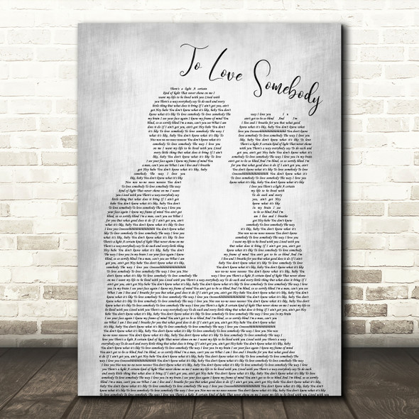 Bee Gees To Love Somebody Man Lady Bride Groom Wedding Grey Song Lyric Print