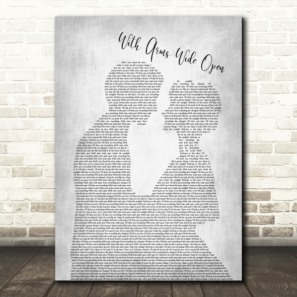Creed With Arms Wide Open Man Lady Bride Groom Wedding Grey Song Lyric Print