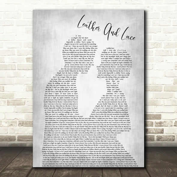 Stevie Nicks Leather And Lace Grey Song Lyric Man Lady Bride Groom Wedding Print