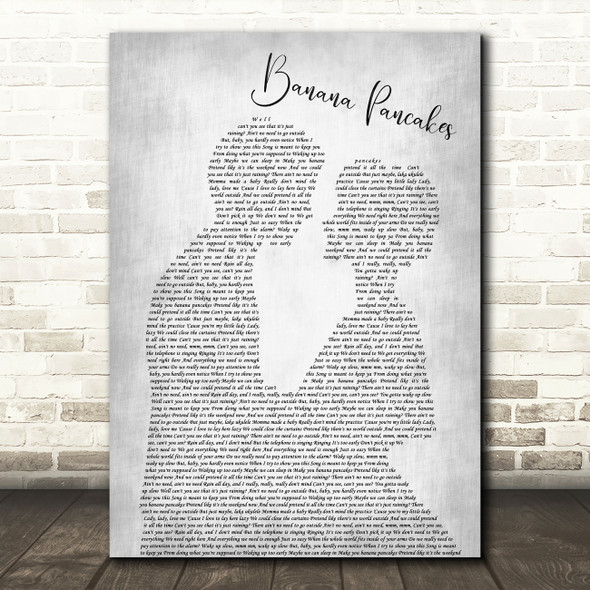 Jack Johnson Banana Pancakes Grey Song Lyric Man Lady Bride Groom Wedding Print