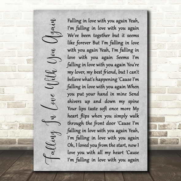 Imelda May Falling In Love With You Again Rustic Script Grey Song Lyric Print