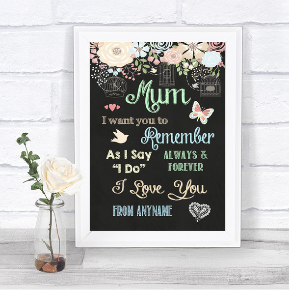 Shabby Chic Chalk I Love You Message For Mum Personalized Wedding Sign