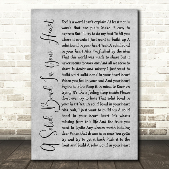 The Style Council A Solid Bond In Your Heart Rustic Script Grey Song Lyric Print