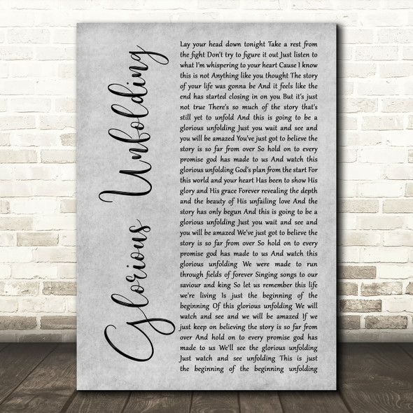 Steven Curtis Chapman Glorious Unfolding Grey Rustic Script Song Lyric Print