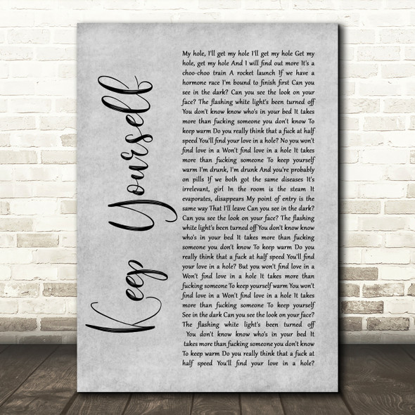 Frightened Rabbit Keep Yourself Warm Grey Rustic Script Song Lyric Print