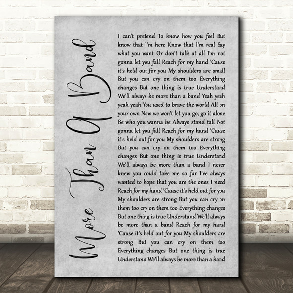 Lemonade Mouth More Than A Band Grey Rustic Script Song Lyric Print