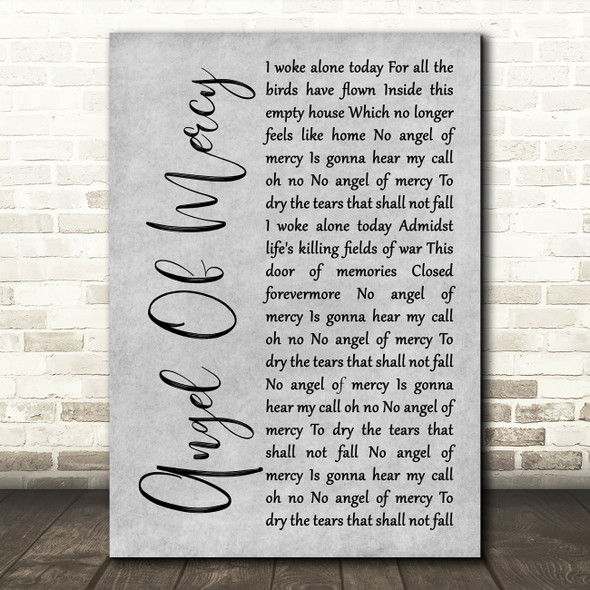 Black Label Society Angel Of Mercy Grey Rustic Script Song Lyric Print