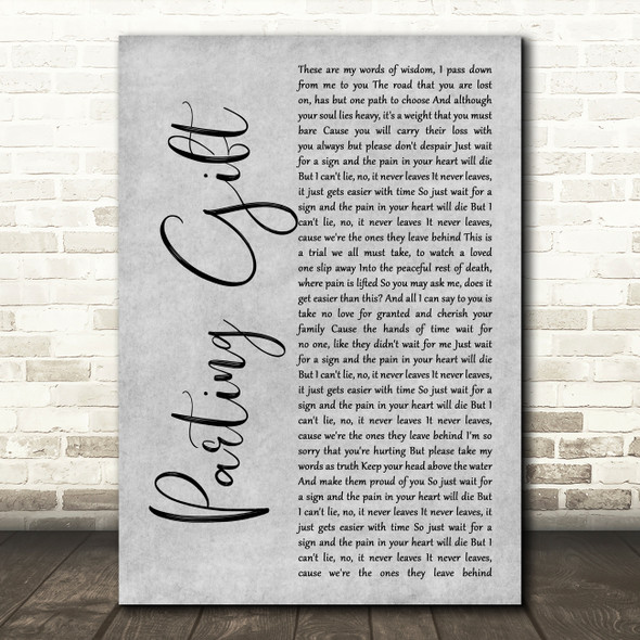 Our Hollow, Our Home Parting Gift Grey Rustic Script Song Lyric Print