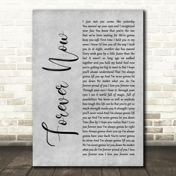 Michael Buble Forever Now Rustic Script Grey Song Lyric Print