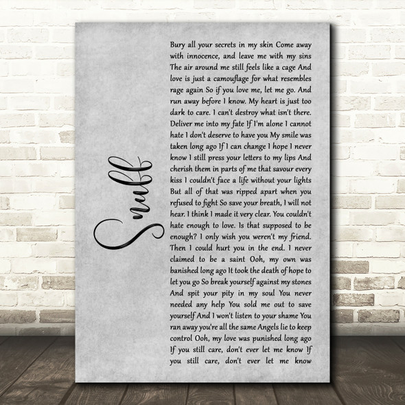 Slipknot Snuff Rustic Script Grey Song Lyric Quote Print