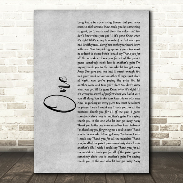 Lewis Capaldi One Grey Rustic Script Song Lyric Print