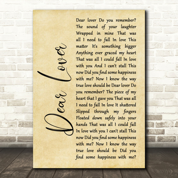 Foo Fighters Dear Lover Rustic Script Song Lyric Print