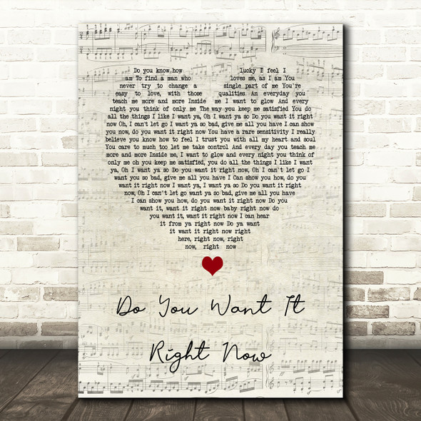 Degrees of Motion Do You Want It Right Now Script Heart Song Lyric Print